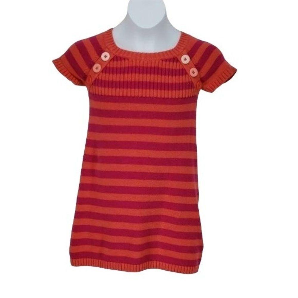 Cherokee Girl's Striped Cable Knit Button Cotton Dress Size 4T